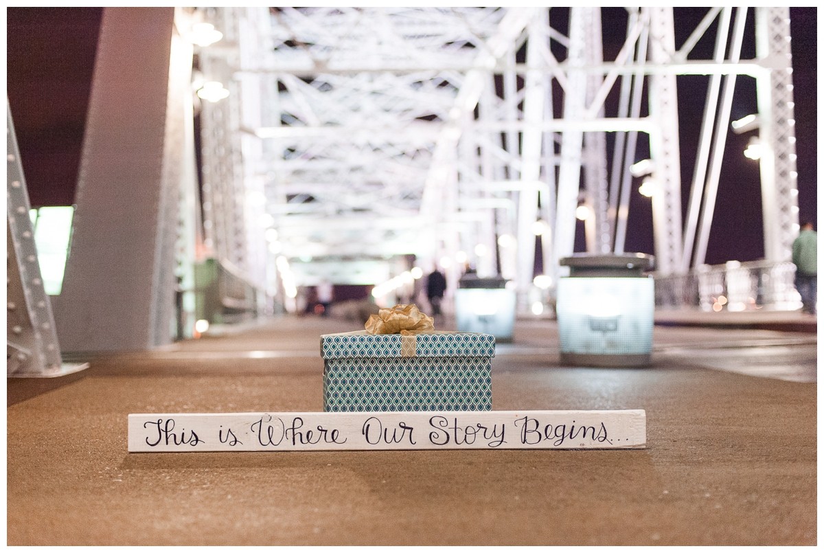 Nashville proposal box and sign on bridge