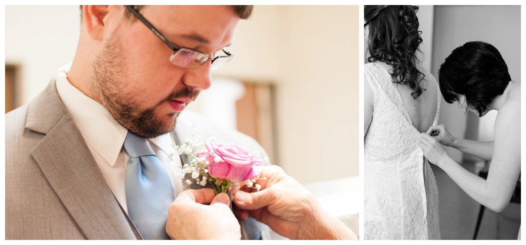 Katie & Randall Wedding boutonniere  and zip dress