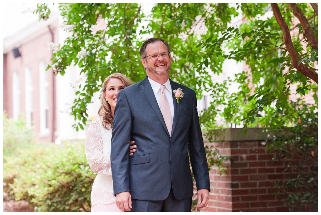 Lambuth Campus Wedding laughing first look