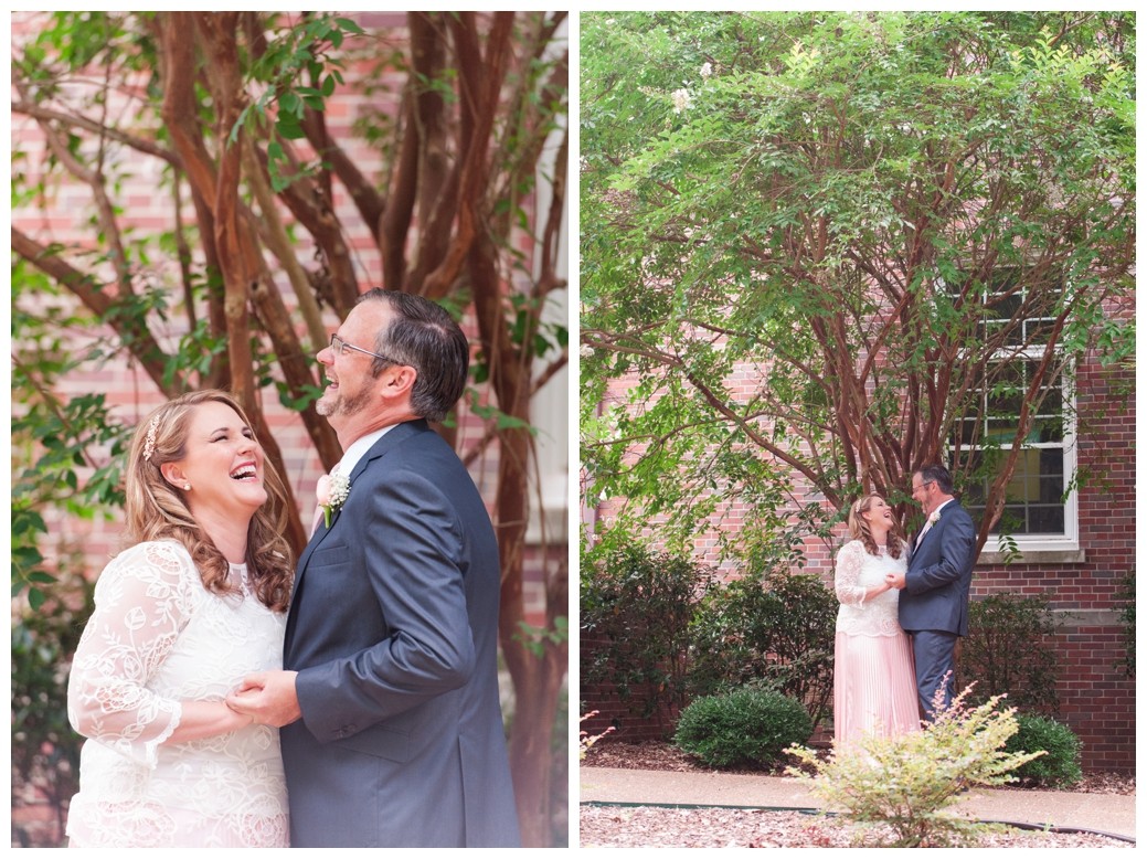 Lambuth Campus Wedding bride and groom laughing