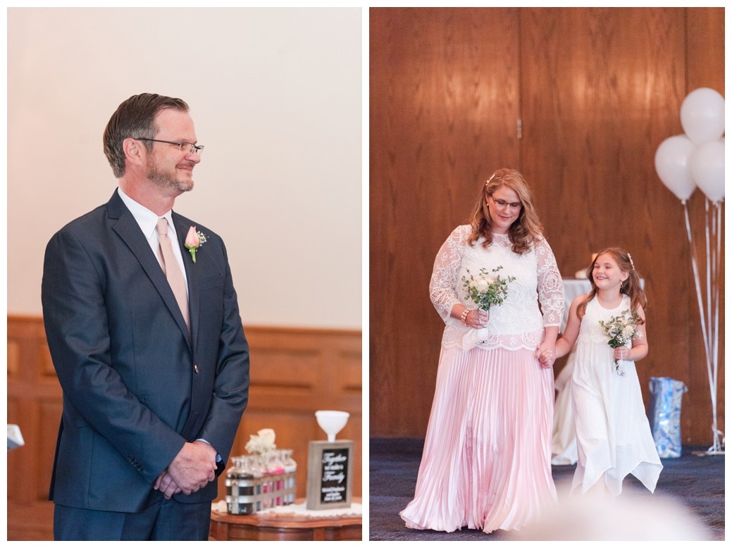 Lambuth Campus Wedding bride walking in groom looking