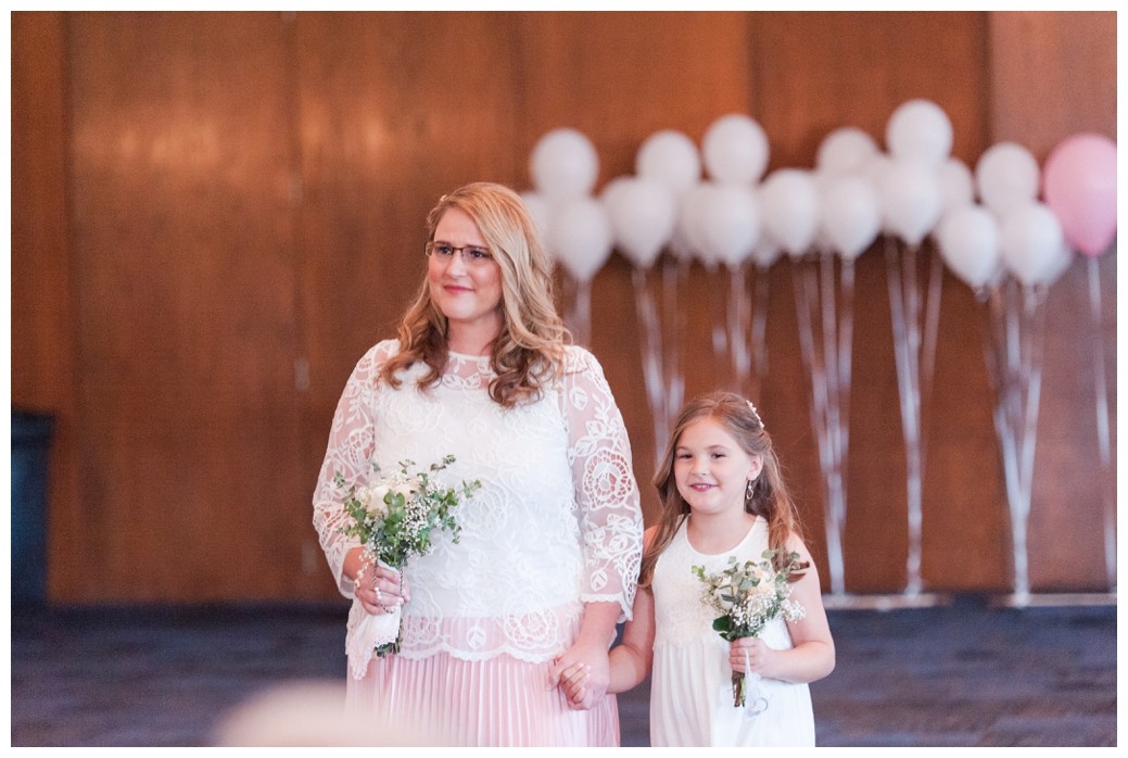 Lambuth Campus Wedding bride and daughter walking in