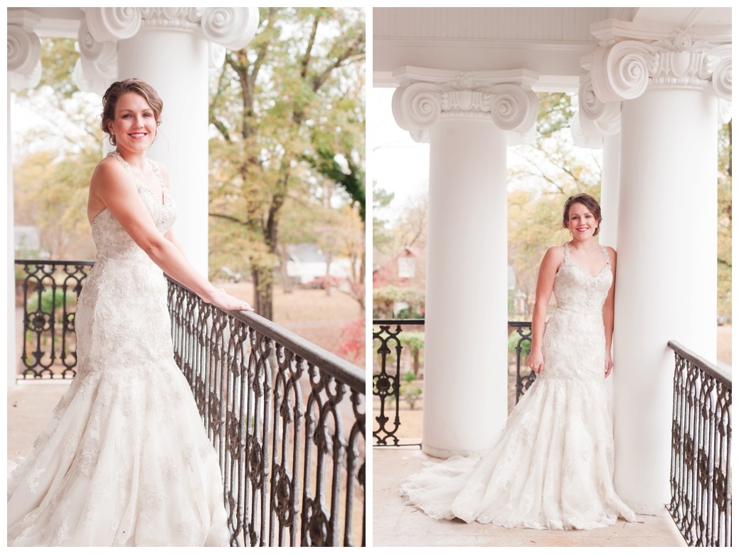 The Columns of Bolivar bridal on balcony