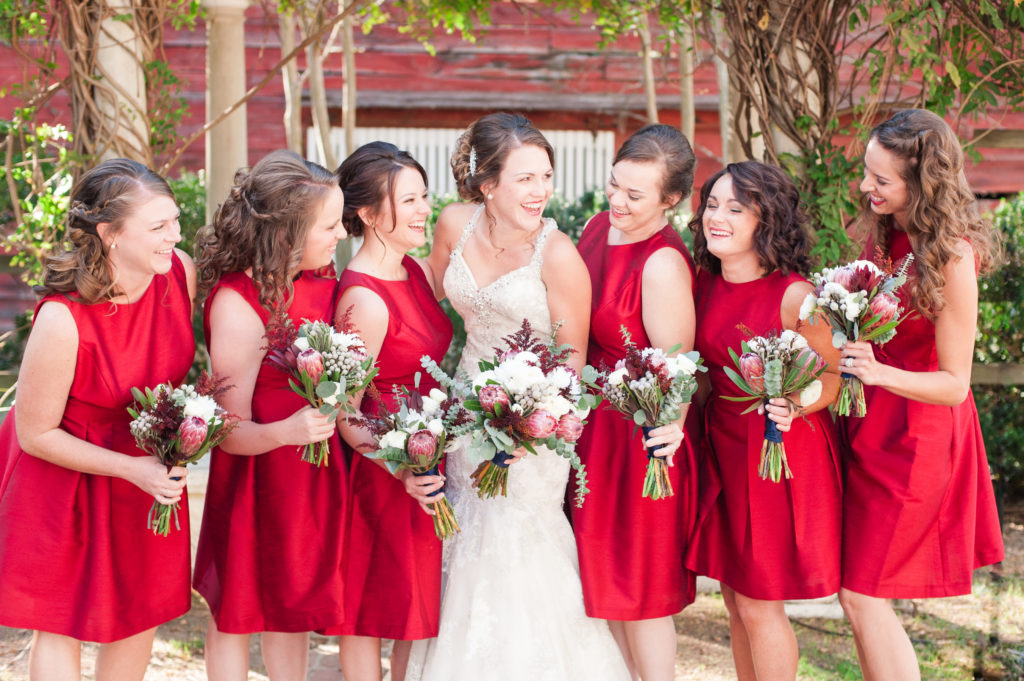 bridesmaids dresses short red