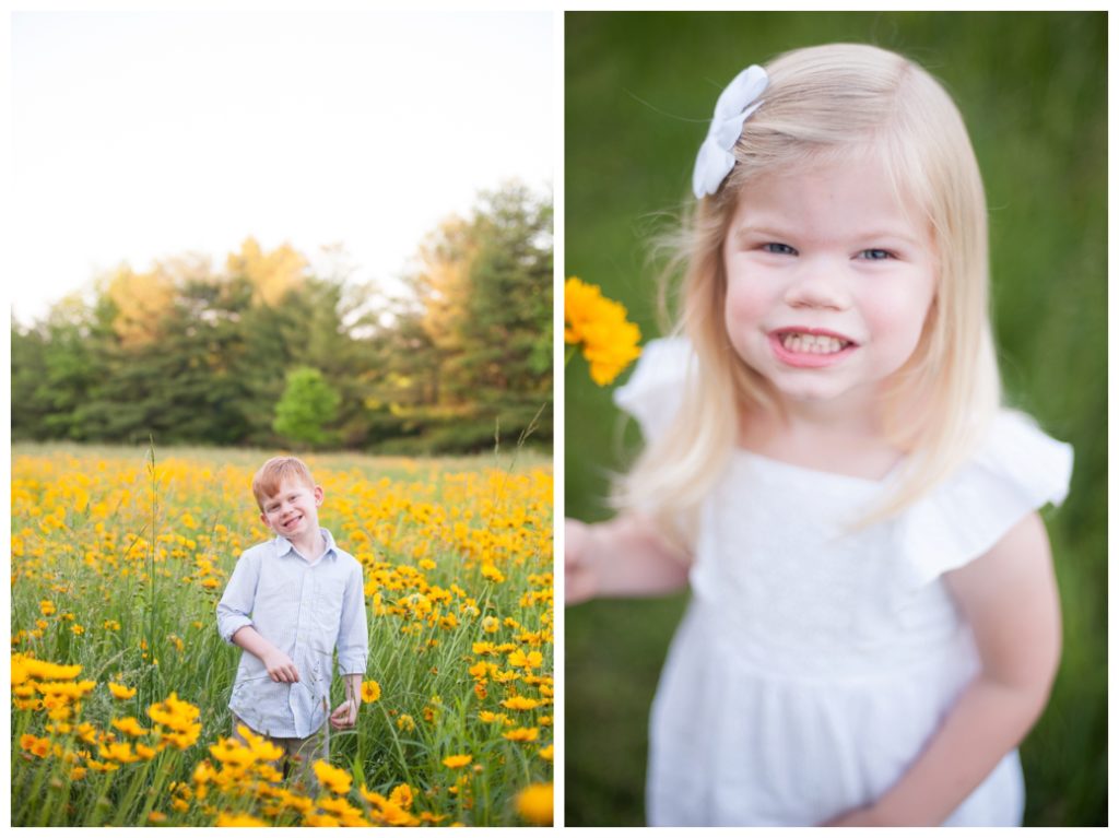 Wildflowers pictures redheaded boy in field and blonde girl in white dress