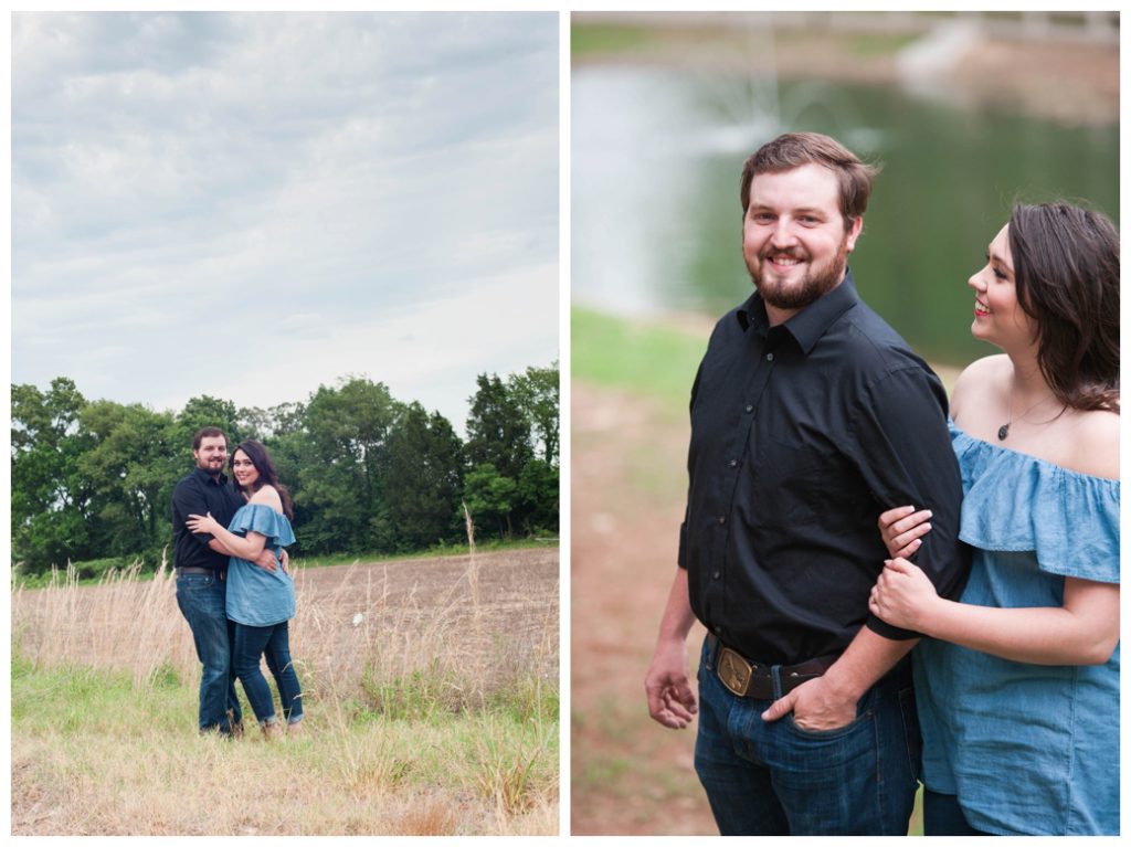 Lauren Jeremy engaged in a field and by a pond