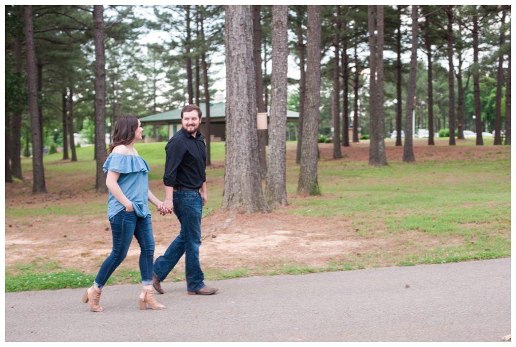 Lauren Jeremy engaged walking