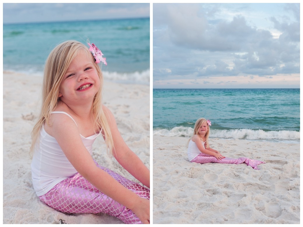 when you grow up little girl dressed as mermaid by ocean