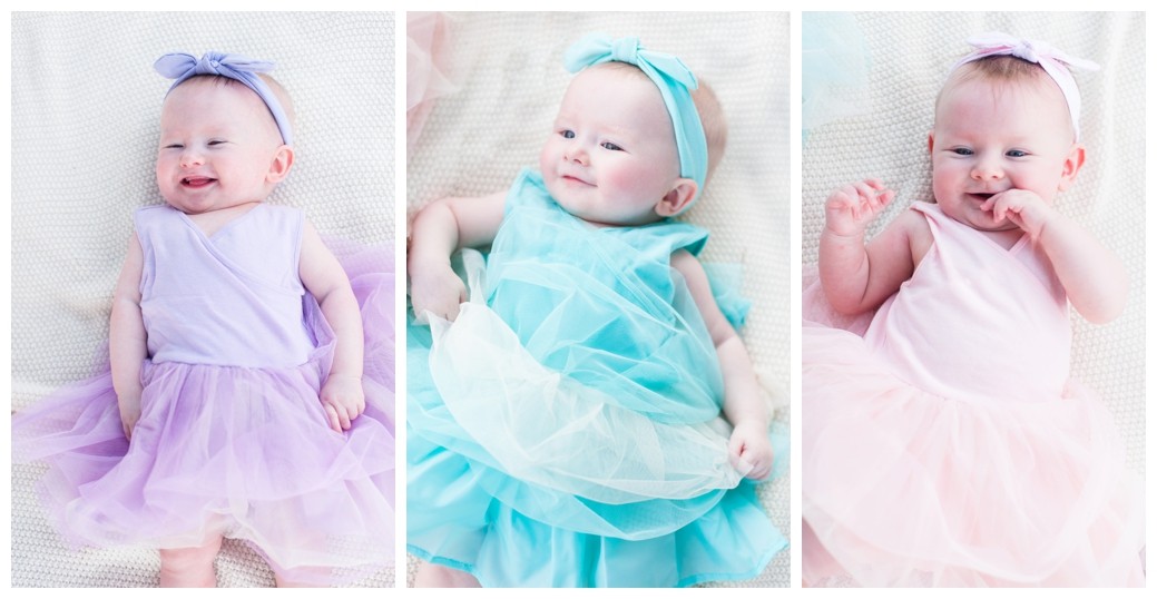 The Marlar Triplets girls in different colored dresses