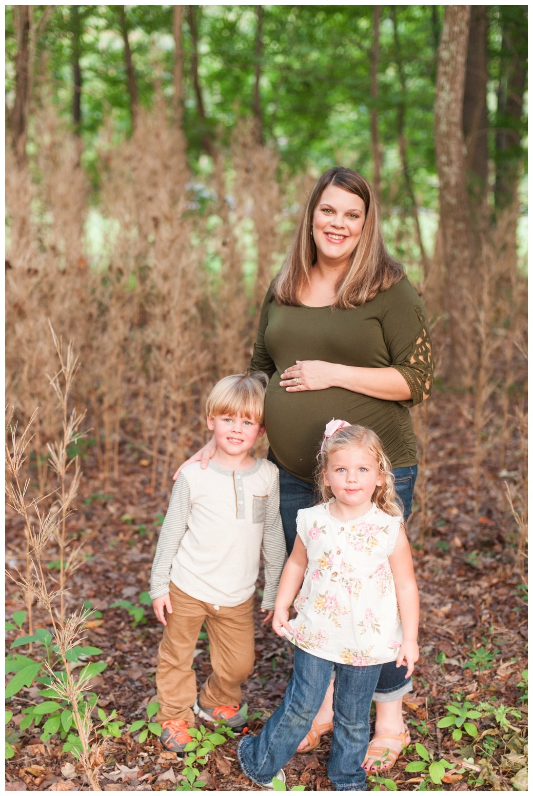 Maternity Family Session pregnant mom with little girl and boy