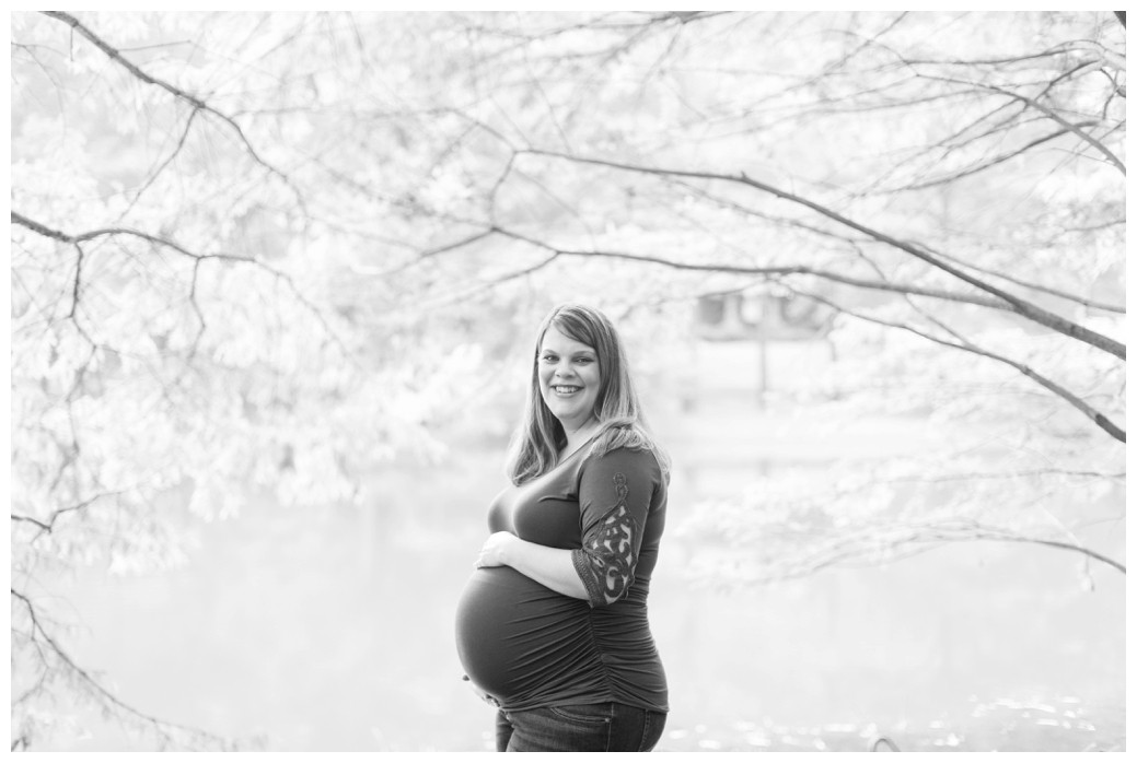 Maternity Family Session pregnant mom black and white