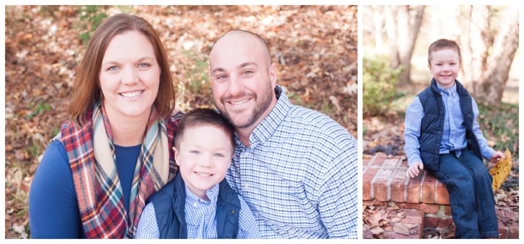 Fall Mini Sessions 2017 family of three sitting and boy