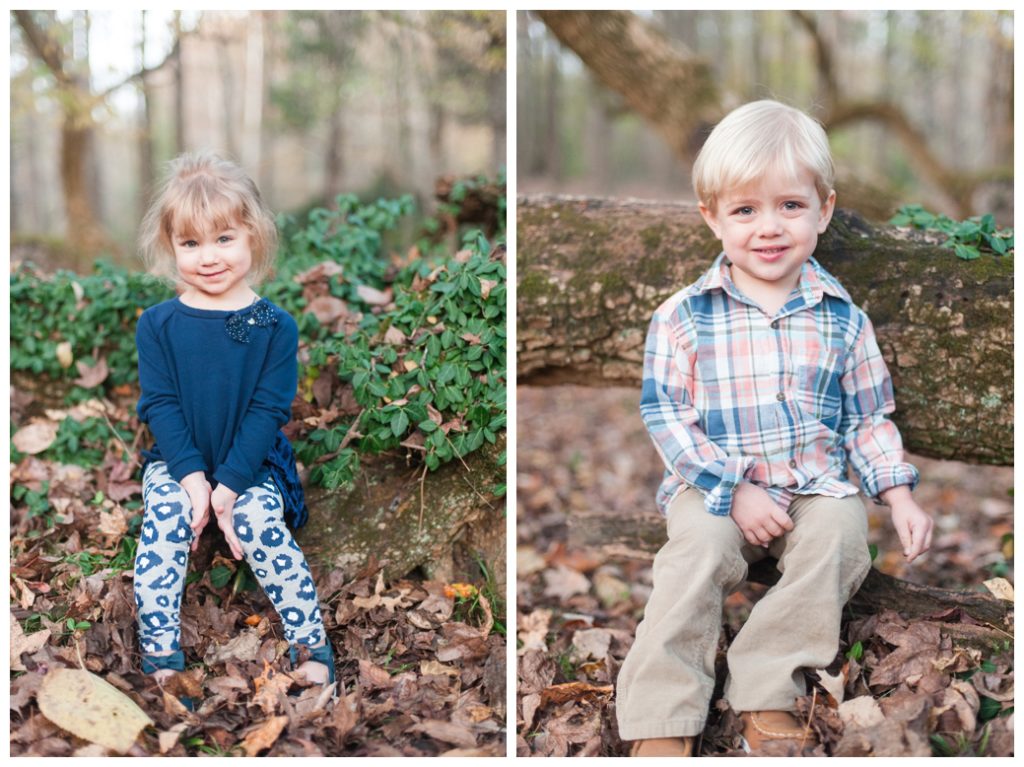 Fall Mini Sessions 2017 little boy sitting on tree and little girl