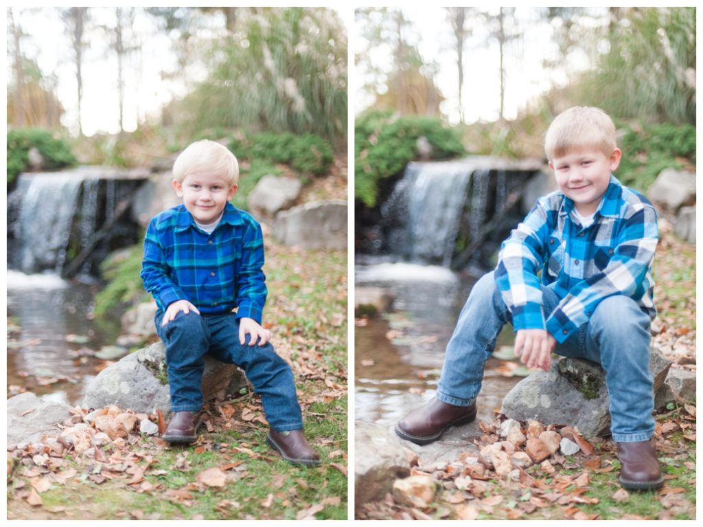 Fall Mini Sessions 2017 boy in boots by waterfall