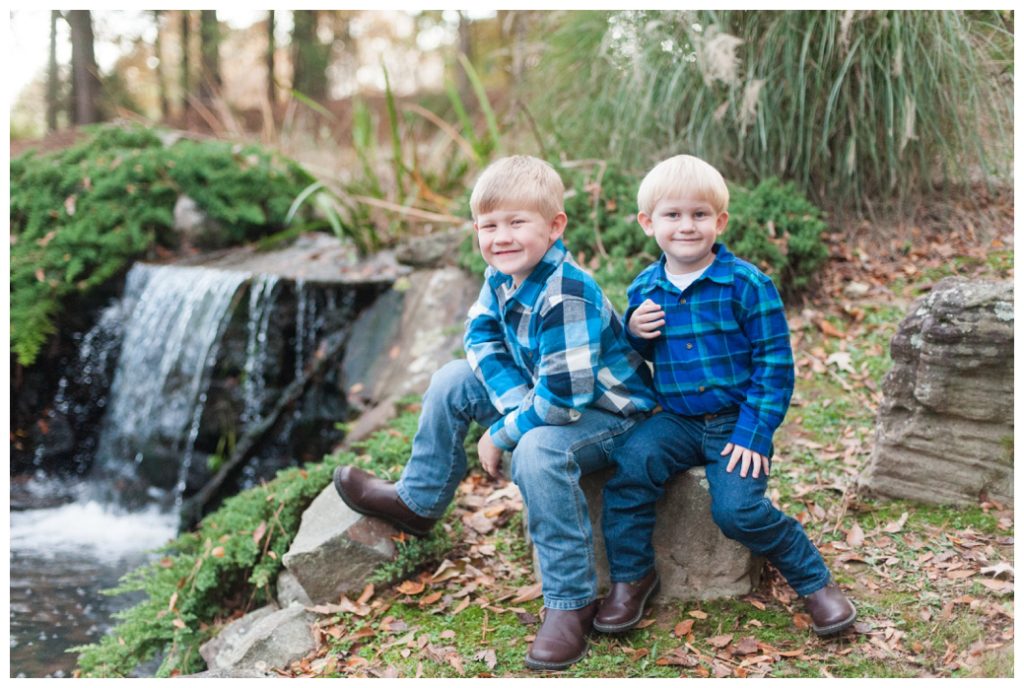 Fall Mini Sessions 2017 brothers by waterfall in boots