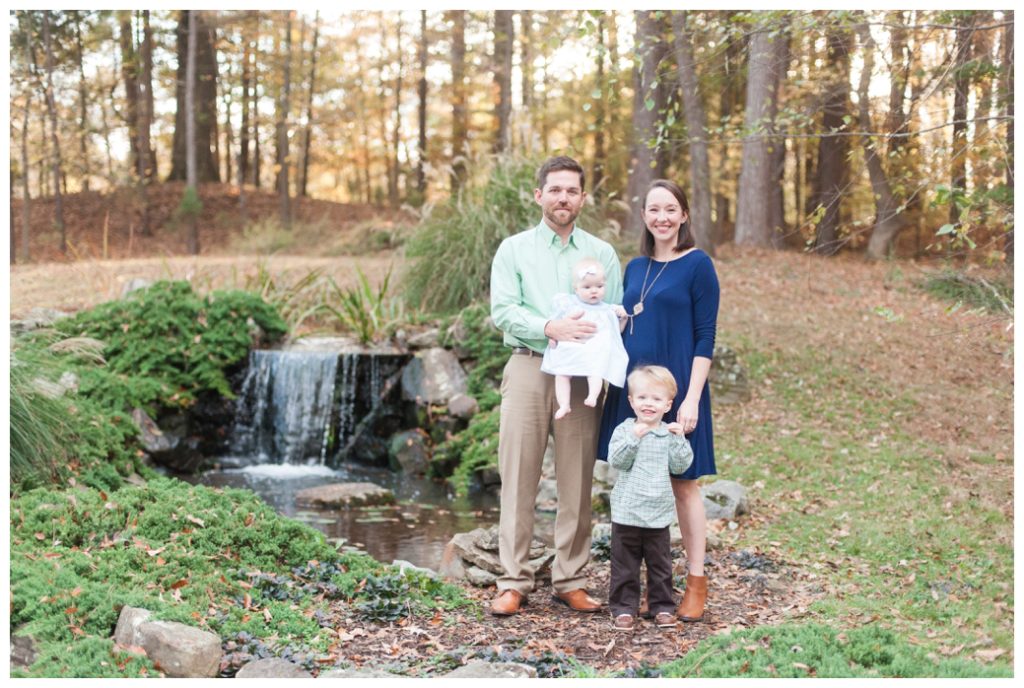 Fall Mini Sessions 2017 family with girl and boy by waterfall