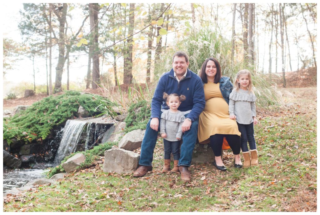 Fall Mini Sessions 2017 family with two girls by waterfall