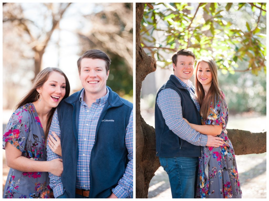 Engagement Session Bolivar TN couple by tree and laughing