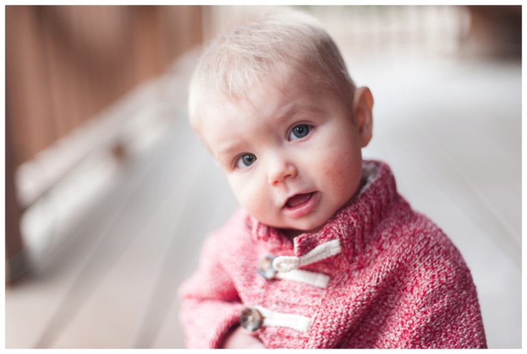 six month session boy in red