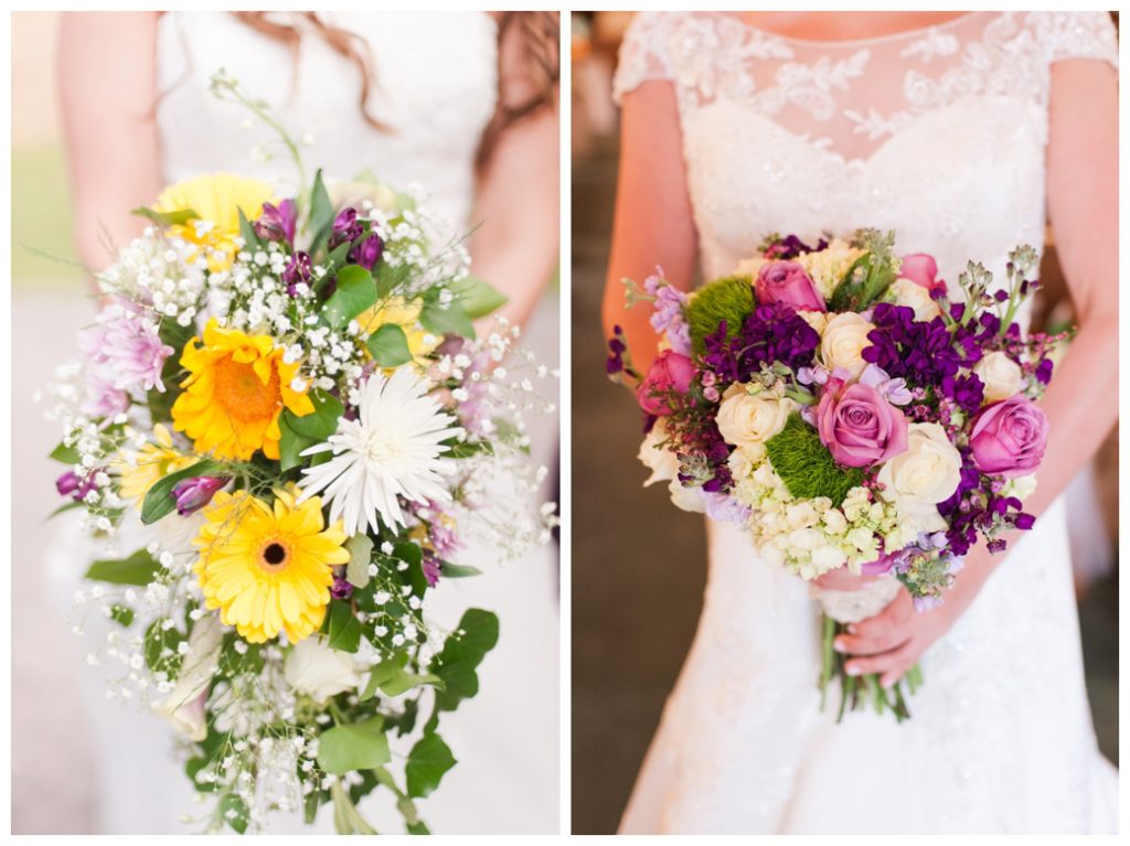 wedding bouquets sunflower brides bouquet and pink and purple rose bouquet