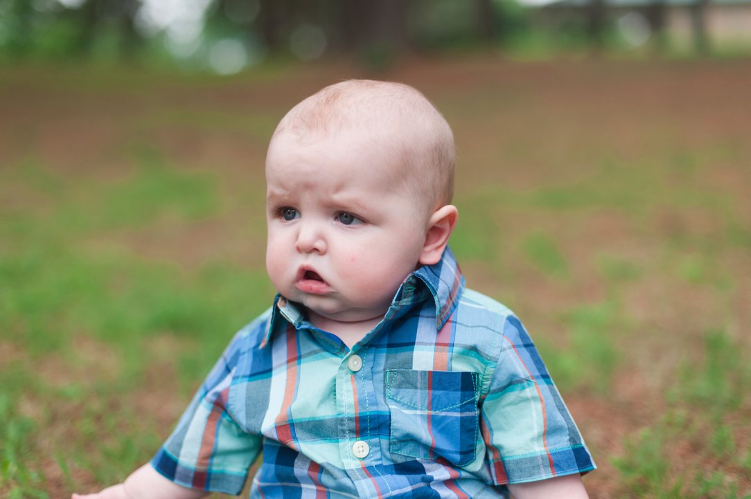 Pine Hill Park portraits Six Month Session in blue