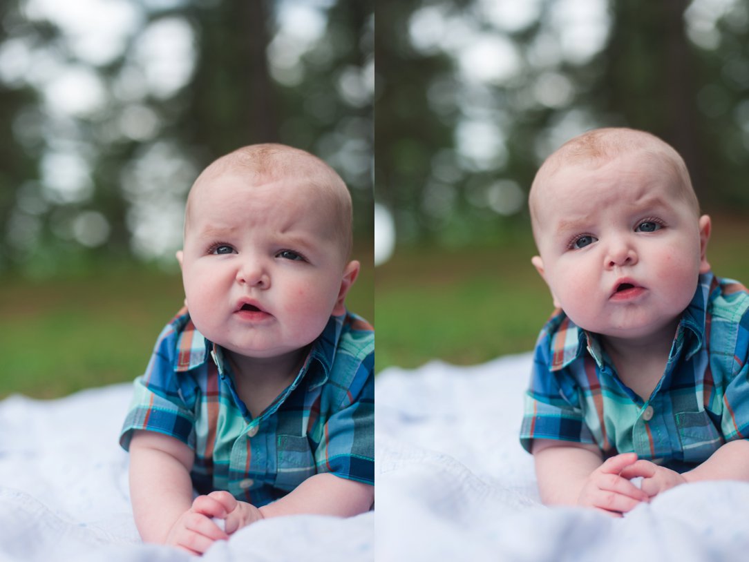 Pine Hill Park portraits Six Month Session making faces