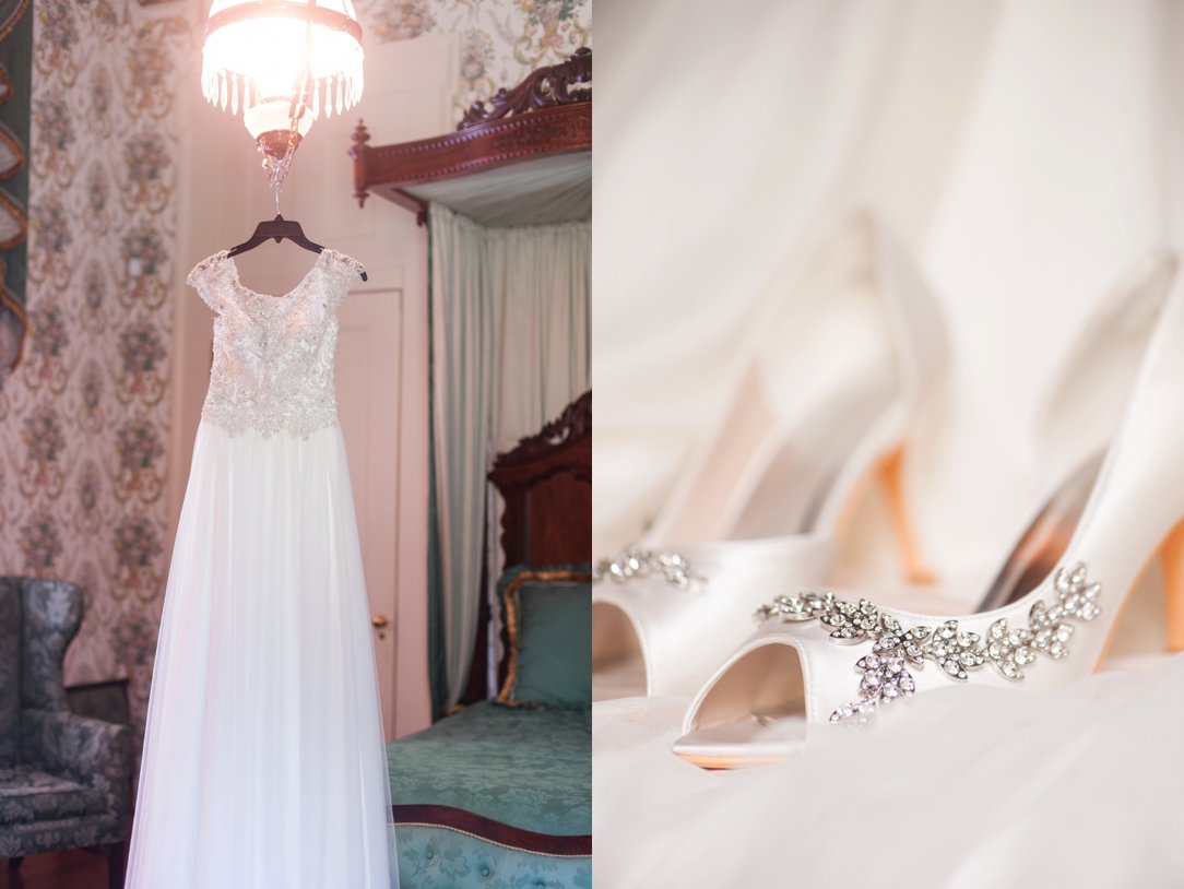 The Columns in Bolivar & Falcon Ridge Farm Wedding shoes and dress