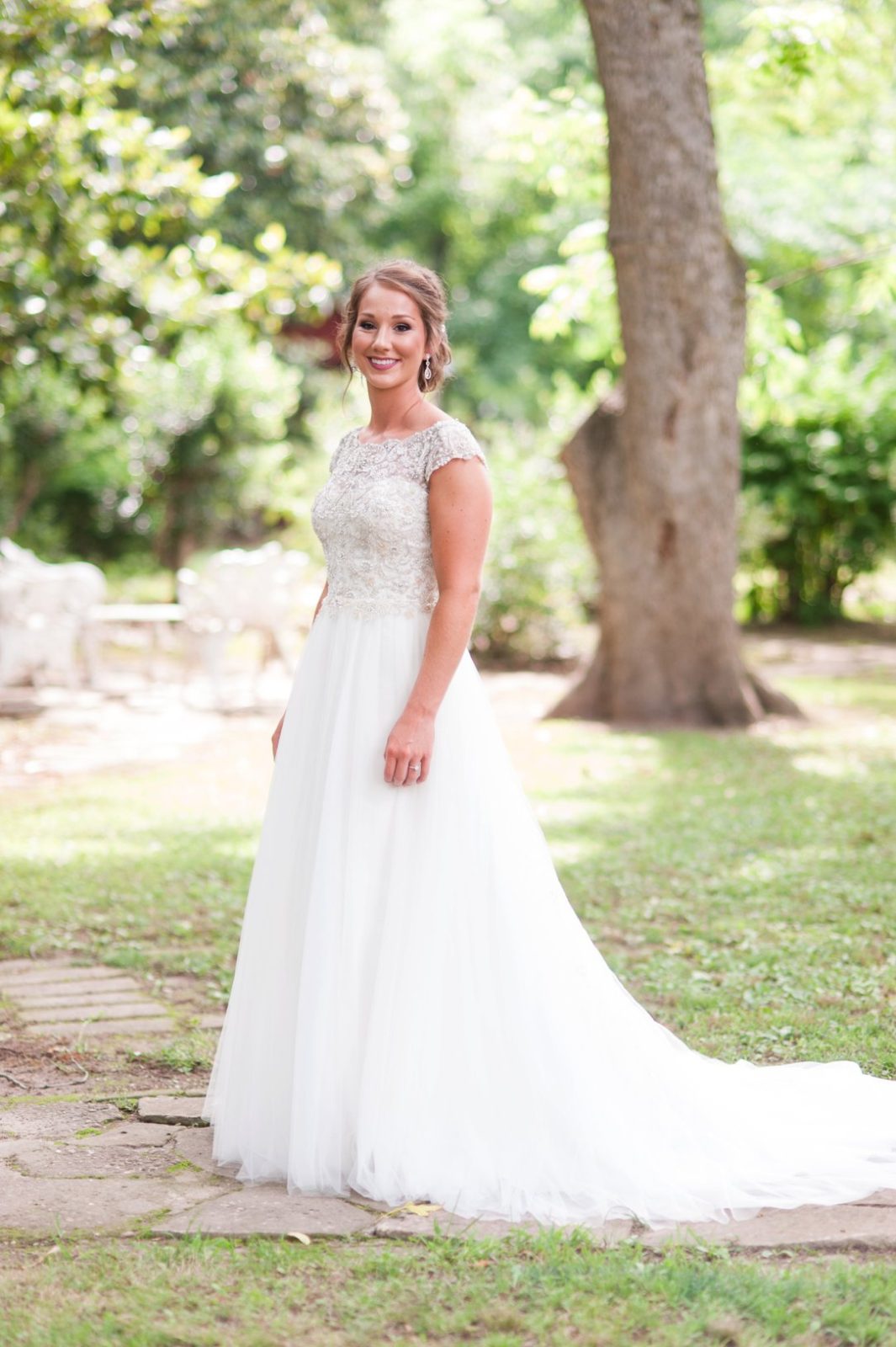 The Columns in Bolivar & Falcon Ridge Farm Wedding bride in dress