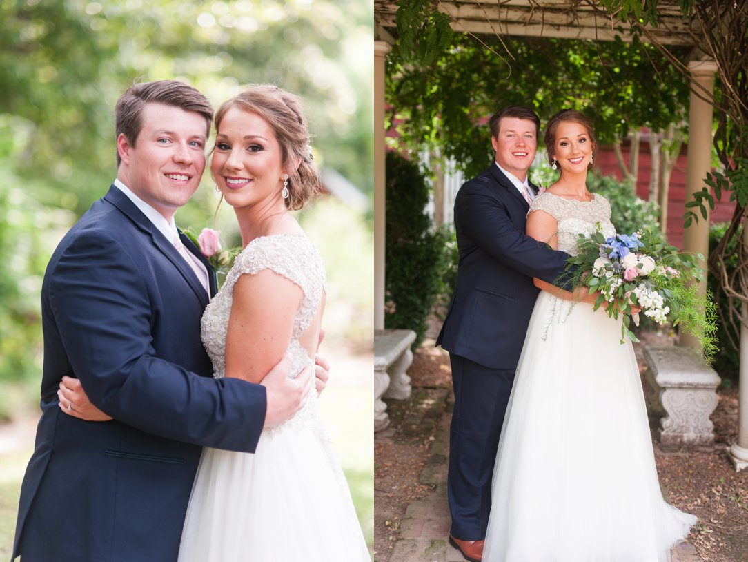 The Columns in Bolivar & Falcon Ridge Farm Wedding groom holding bride