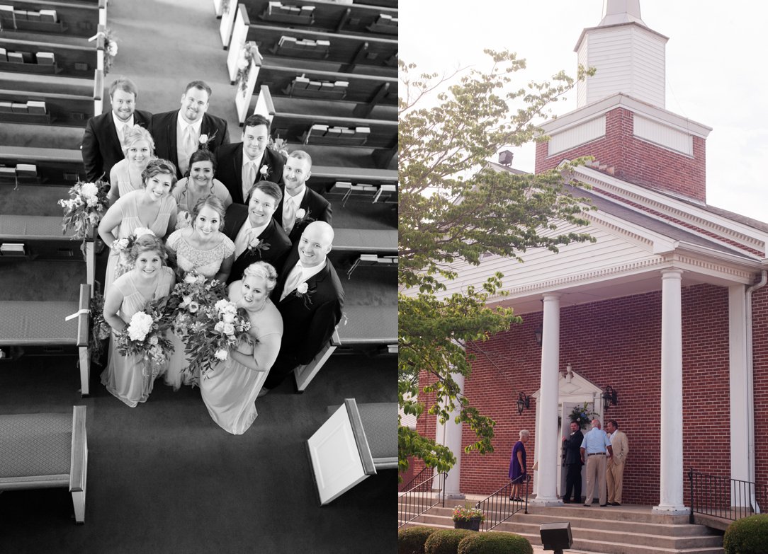 The Columns in Bolivar & Falcon Ridge Farm Wedding wedding party and church