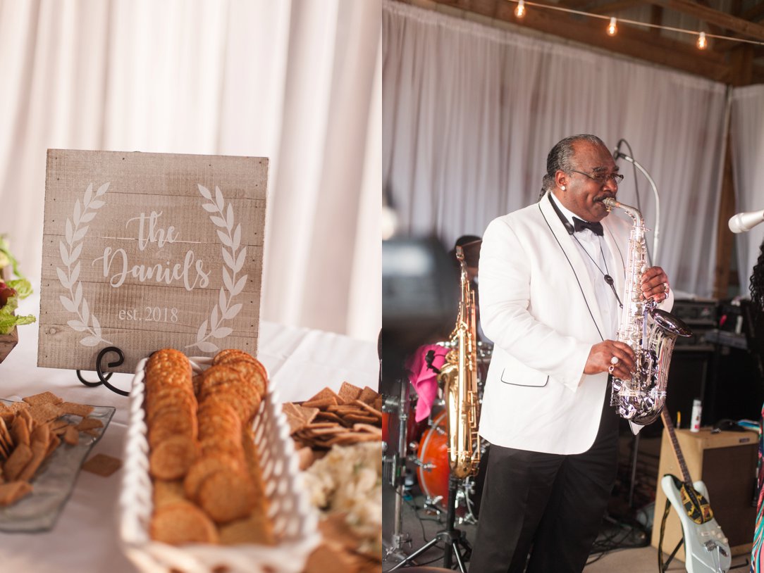 The Columns in Bolivar & Falcon Ridge Farm Wedding sign and band