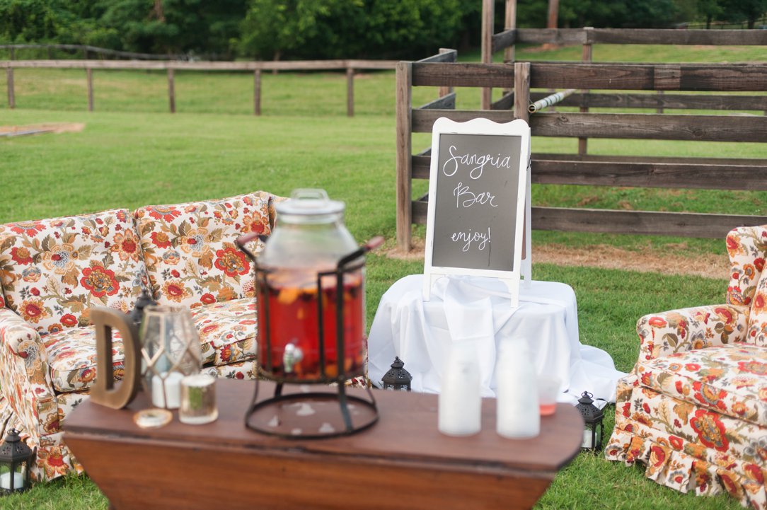 The Columns in Bolivar & Falcon Ridge Farm Wedding sangria bar