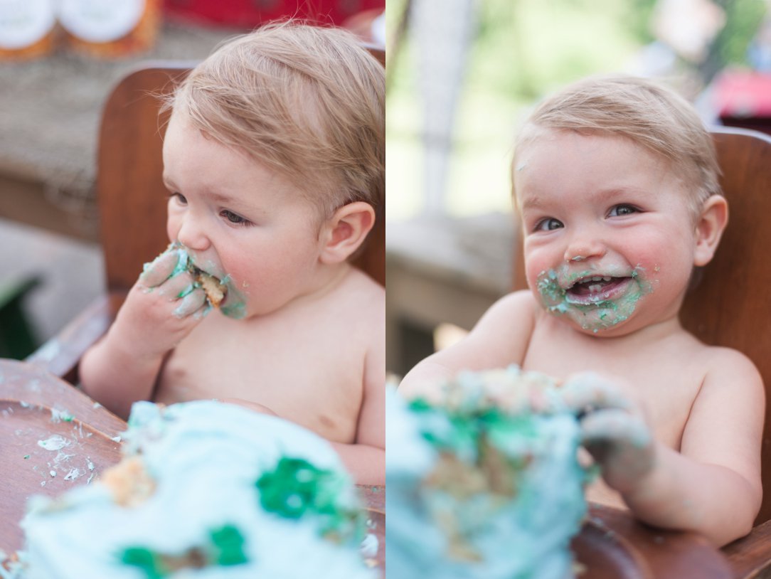 first birthday party eating cake 3