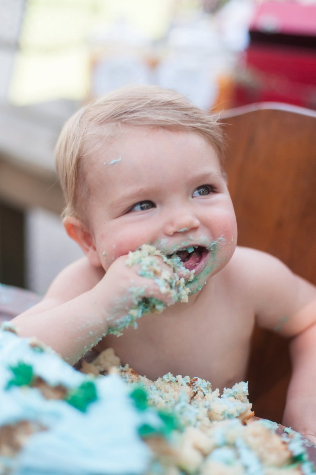 first birthday party eating cake 5