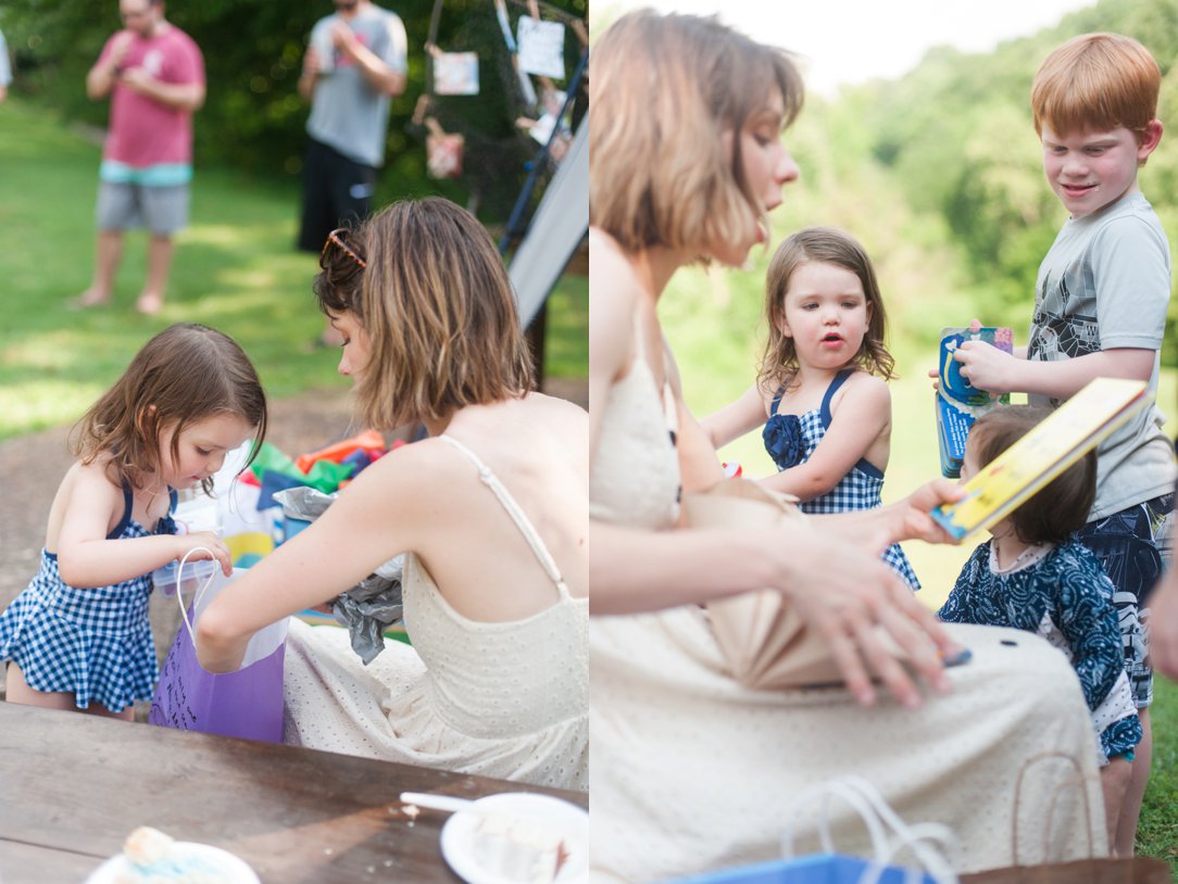 first birthday party opening gifts