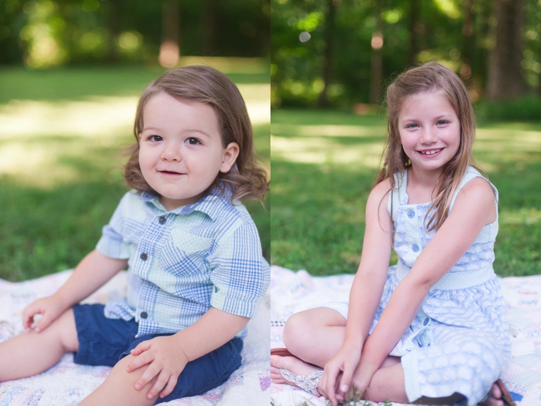 grandchildren's portraits little boy and girl