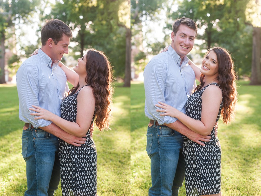 couple looking at each other and smiling at camera