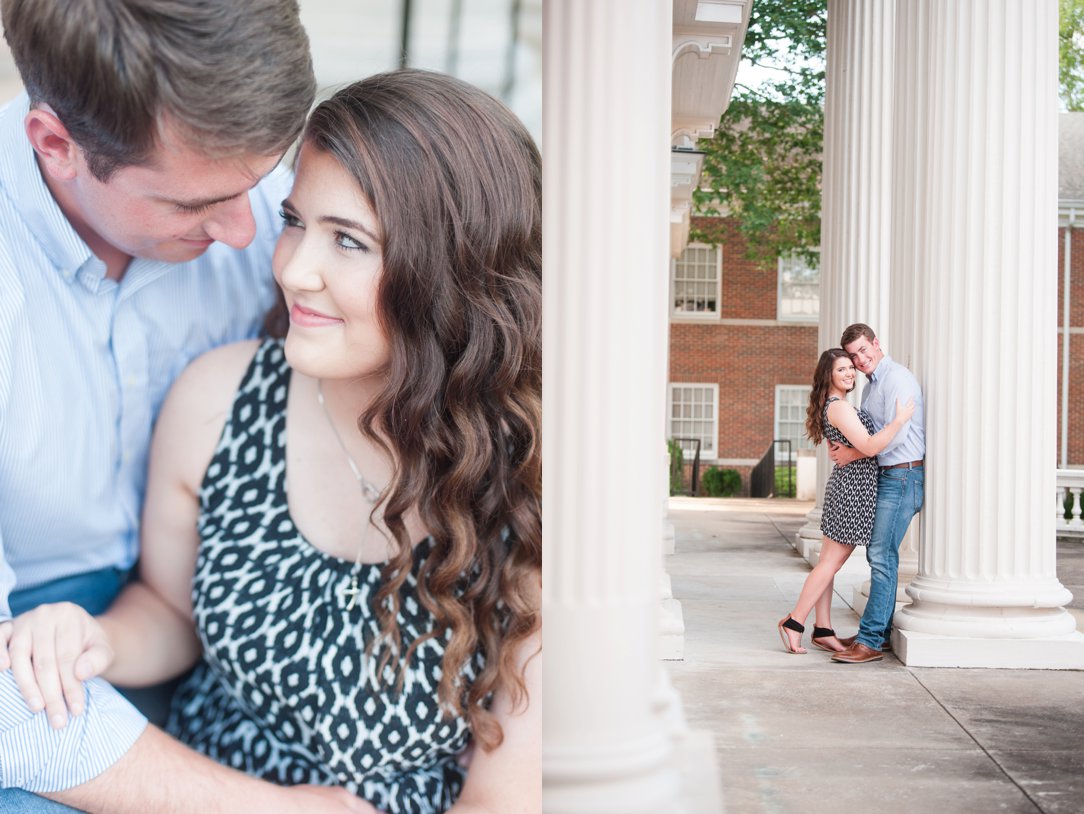 First Presbyterian Jackson engagement couple by arches and close up