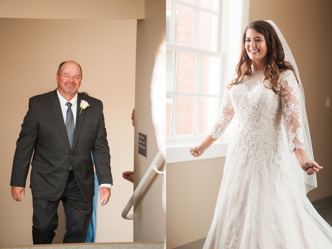 The colonial tea room bride seeing dad