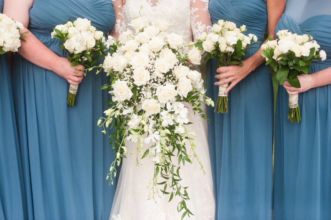 The colonial tea room bridesmaids dresses and bouquets