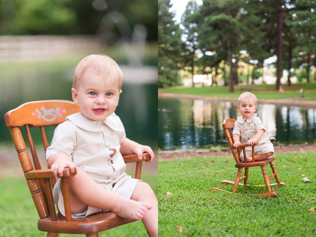 Pine Hill Park Spencer little boy by pond in chair