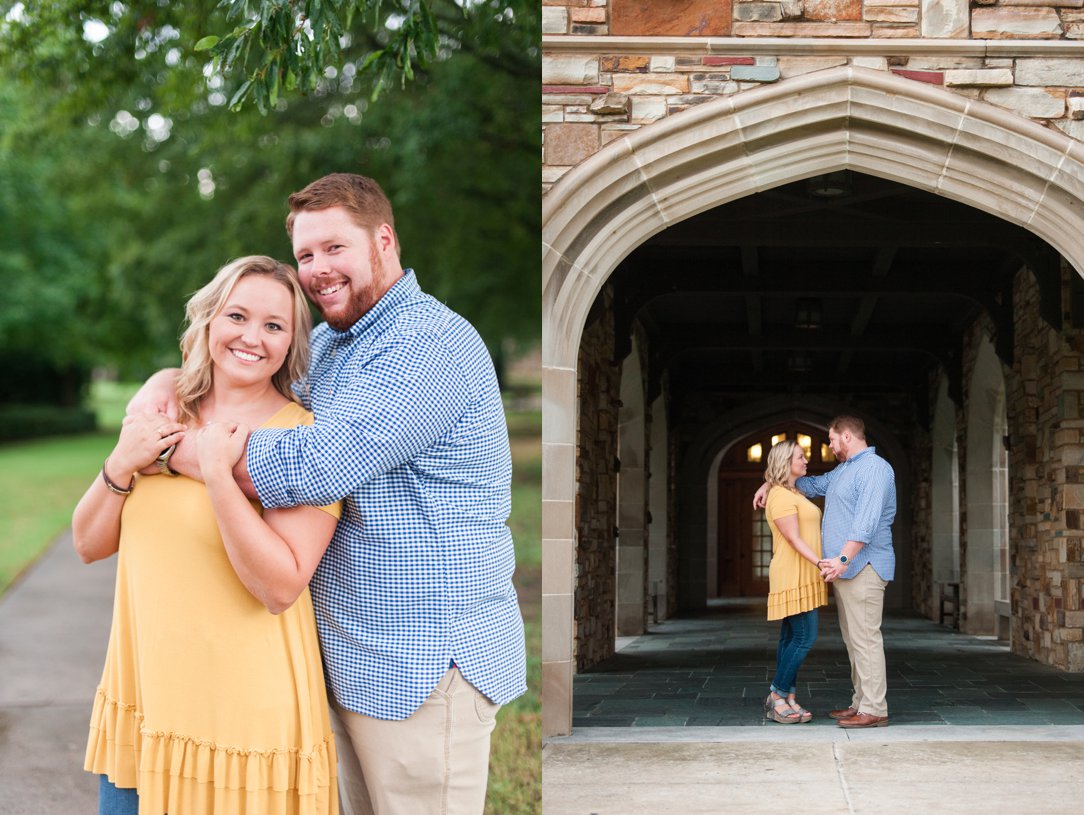 Rhodes College Engagement under arch