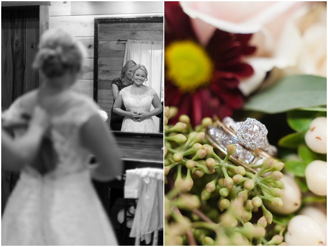 The Venue at Waddell Place bride in mirror and flowers