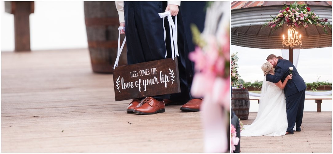 The Venue at Waddell Place first kiss and ring bearer sign