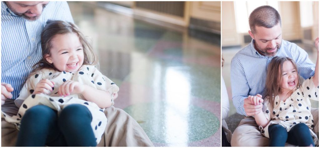 The New Southern portrait session little girl laughing with dad