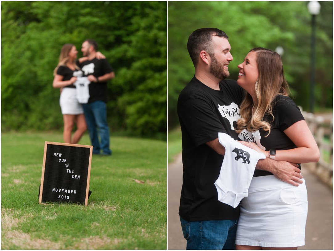 baby announcement sign and onesie