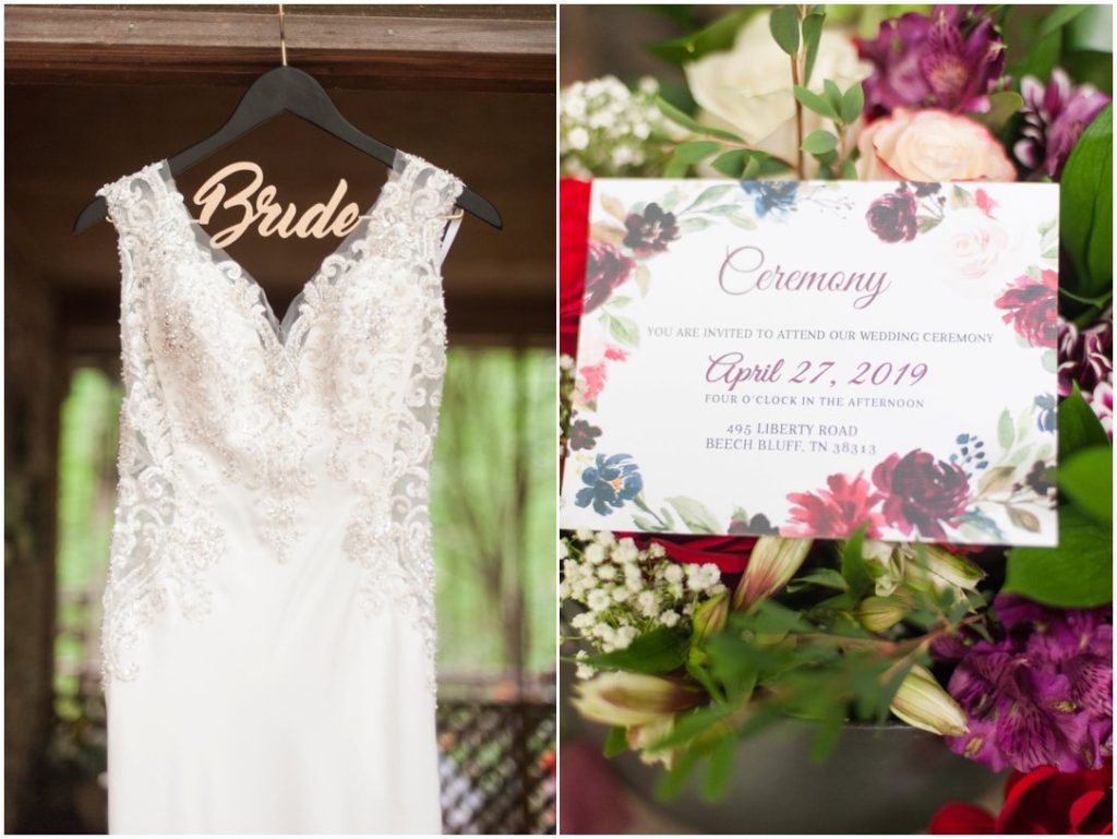 Outdoor Spring Wedding dress and invitation