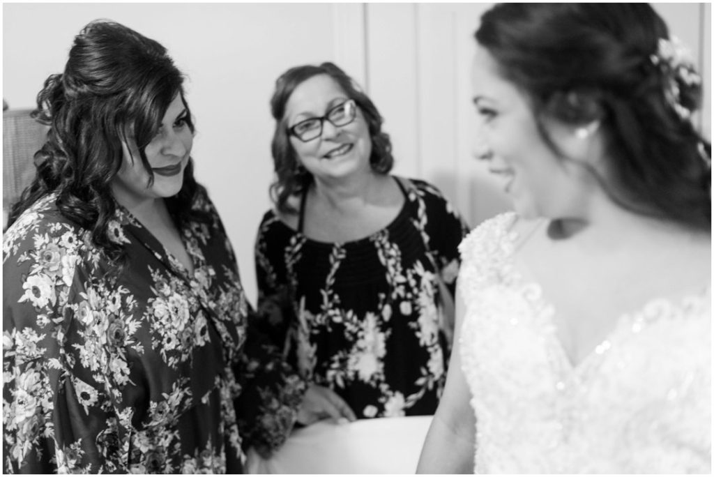 Outdoor Spring Wedding getting ready sister and mom