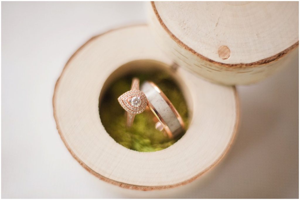 Outdoor Spring Wedding ring in wooden box