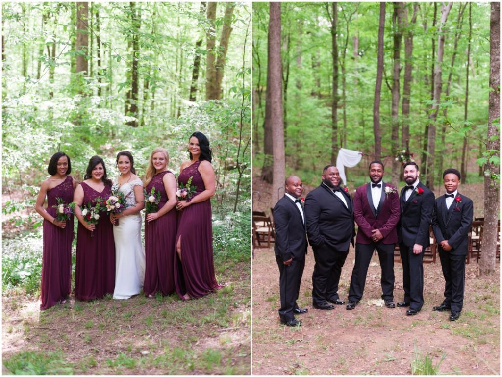 Outdoor Spring Wedding bridesmaids and groomsmen